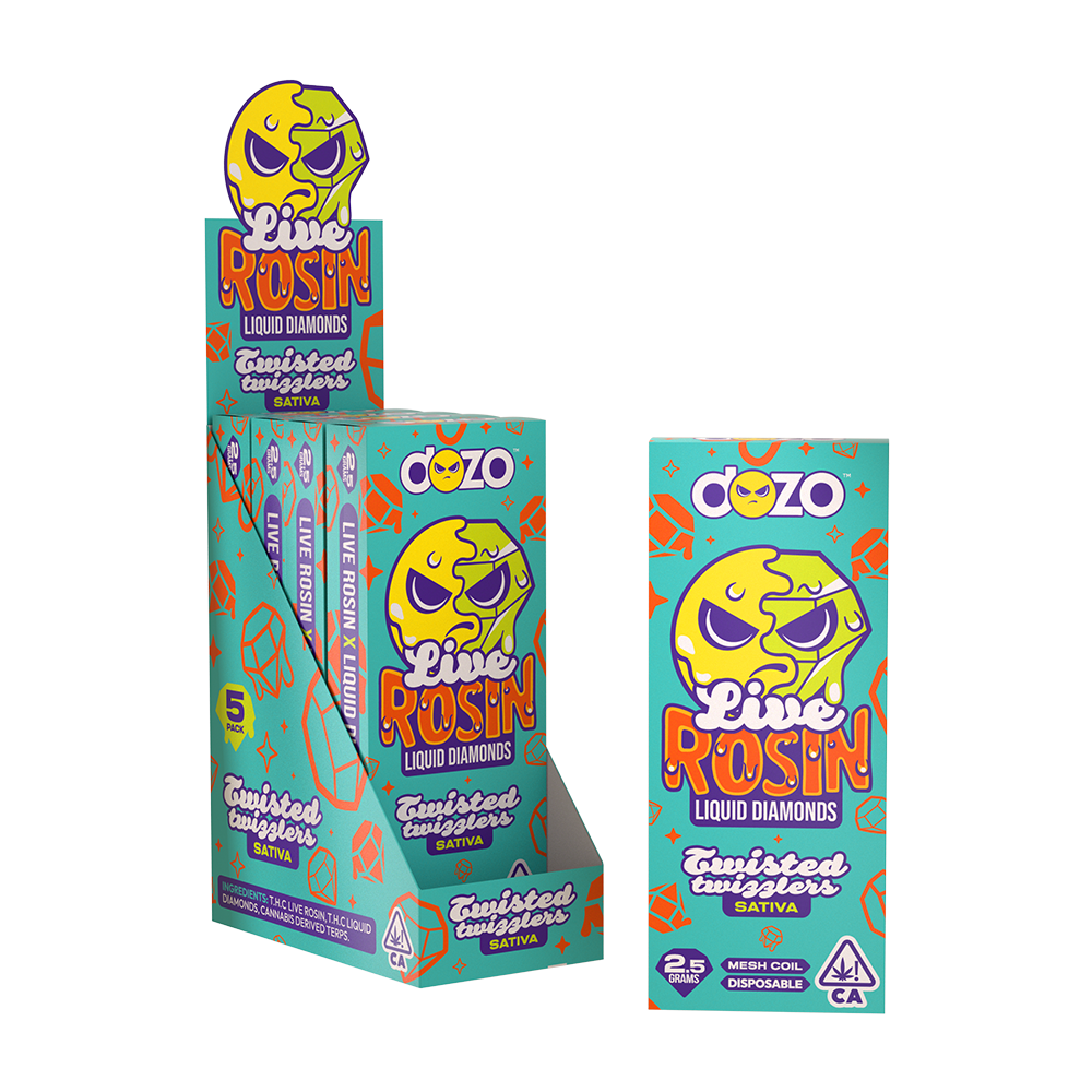 DOZO DESECHABLE 2.5G (SATIVA) LIVE ROSIN LIQUID DIAMOND – TWISTED TWIZZLERS
